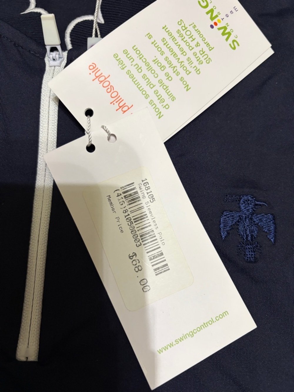 SWING Navy Sleeveless Zip Golf Polo Thunderbird country club   NWT - Picture 6 of 7
